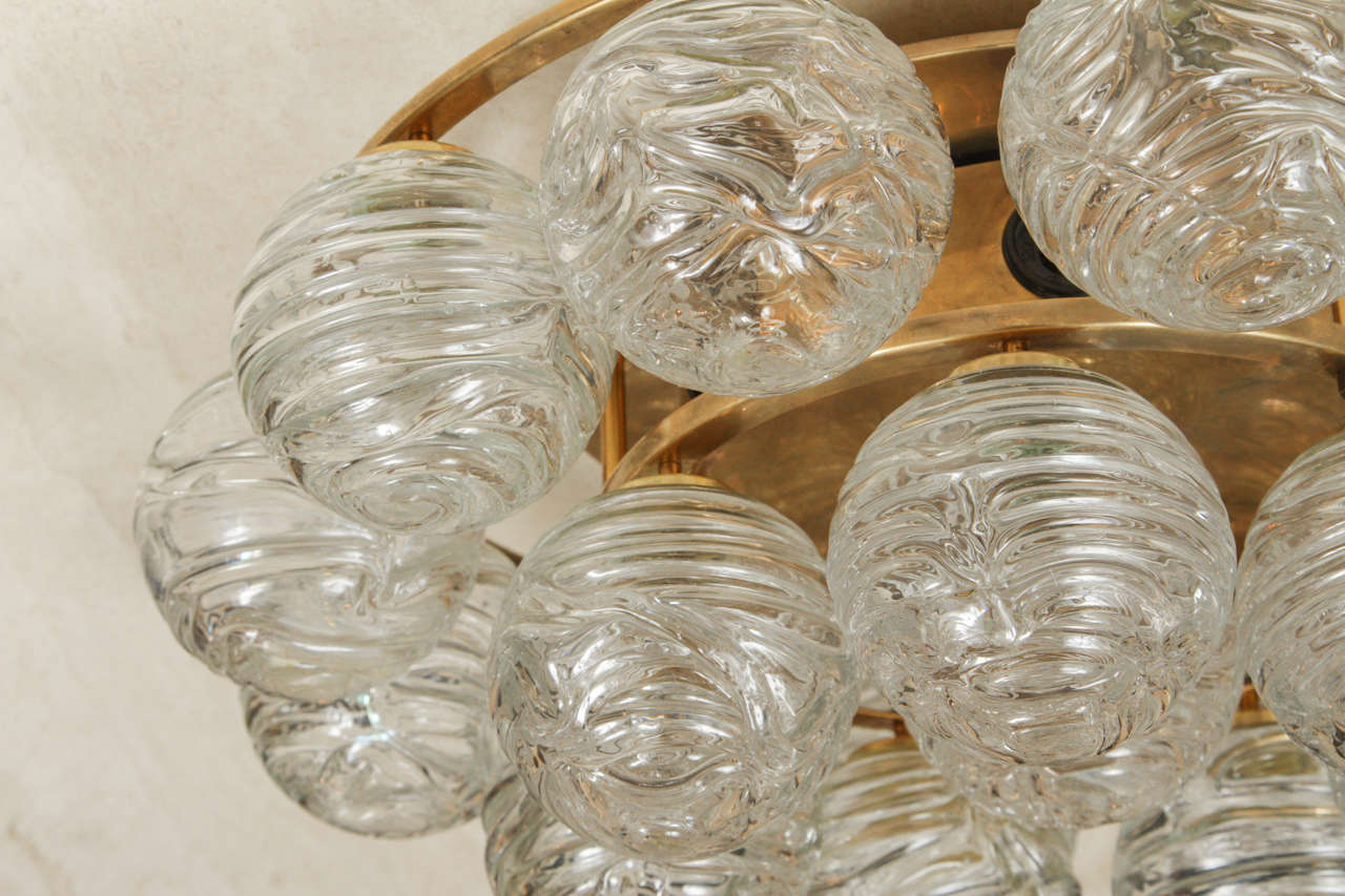 Doria Glass Ball Flush Mount Chandelier In Excellent Condition In New York, NY