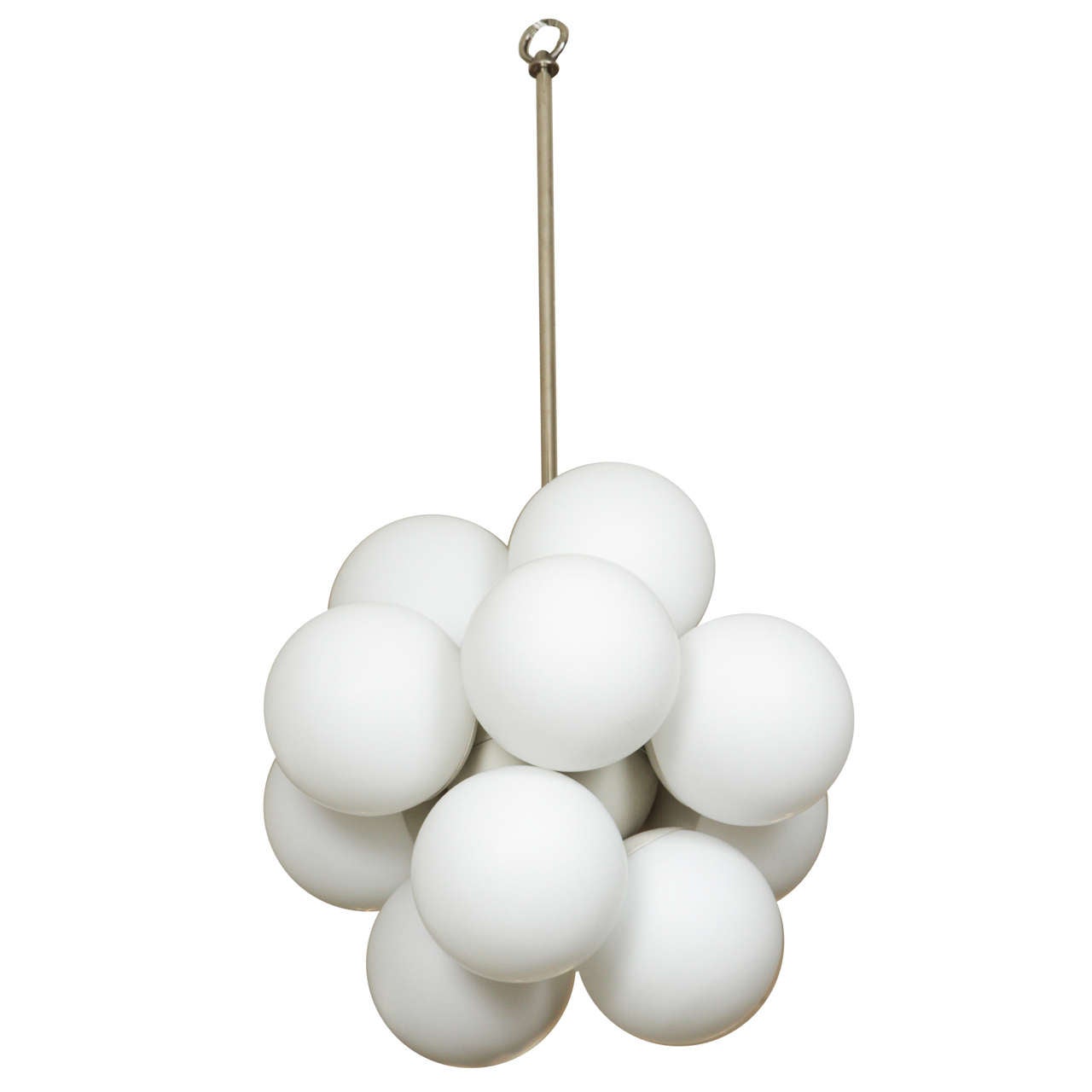 Stylish chandelier with white satin glass globes