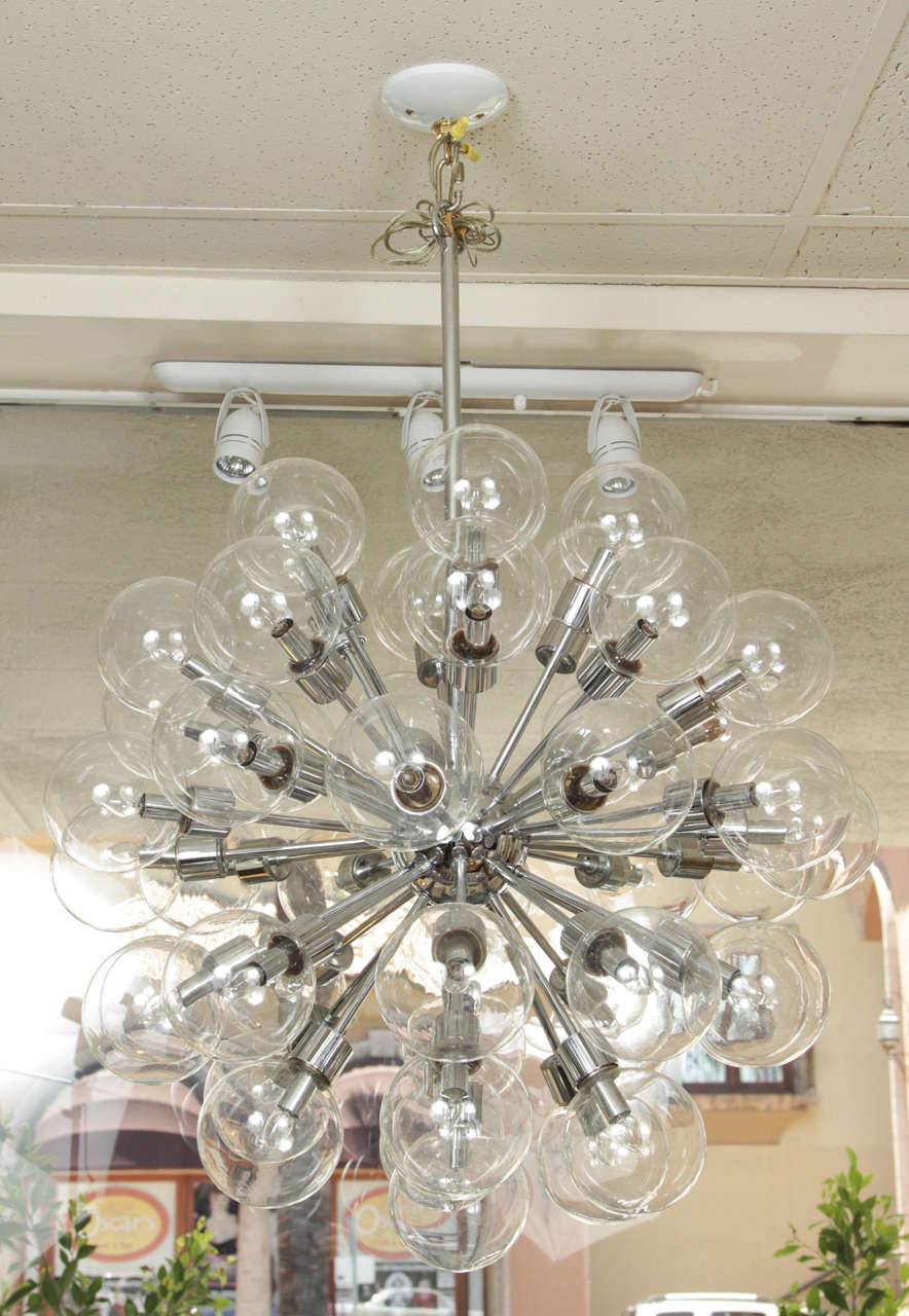 Américain Lustre Spoutnik vintage 43 globes par Lightolier en vente