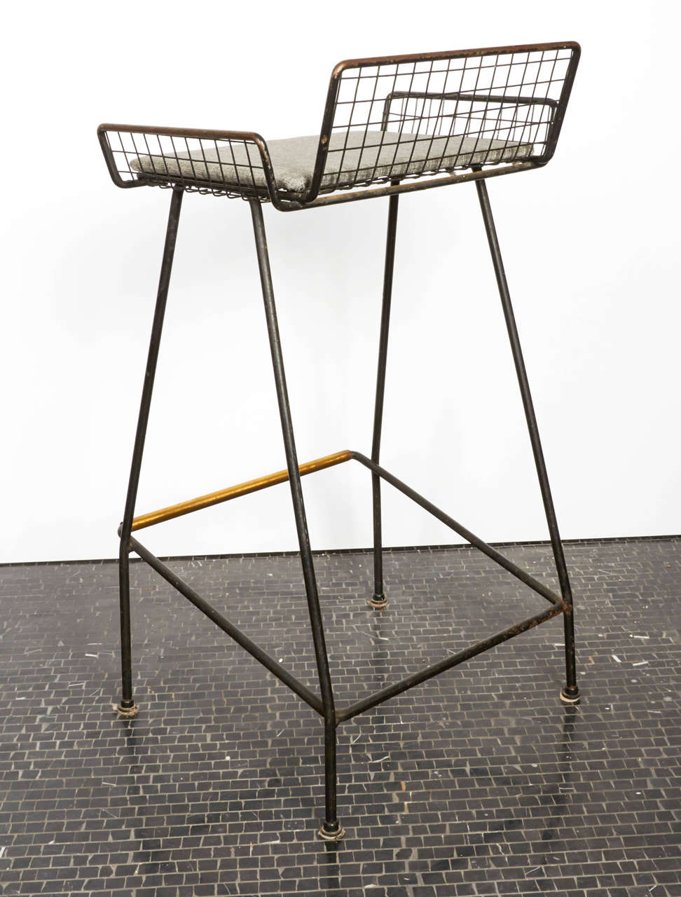 Pair of Tony Paul Iron and Brass Bar Stools, 1950s, American 2