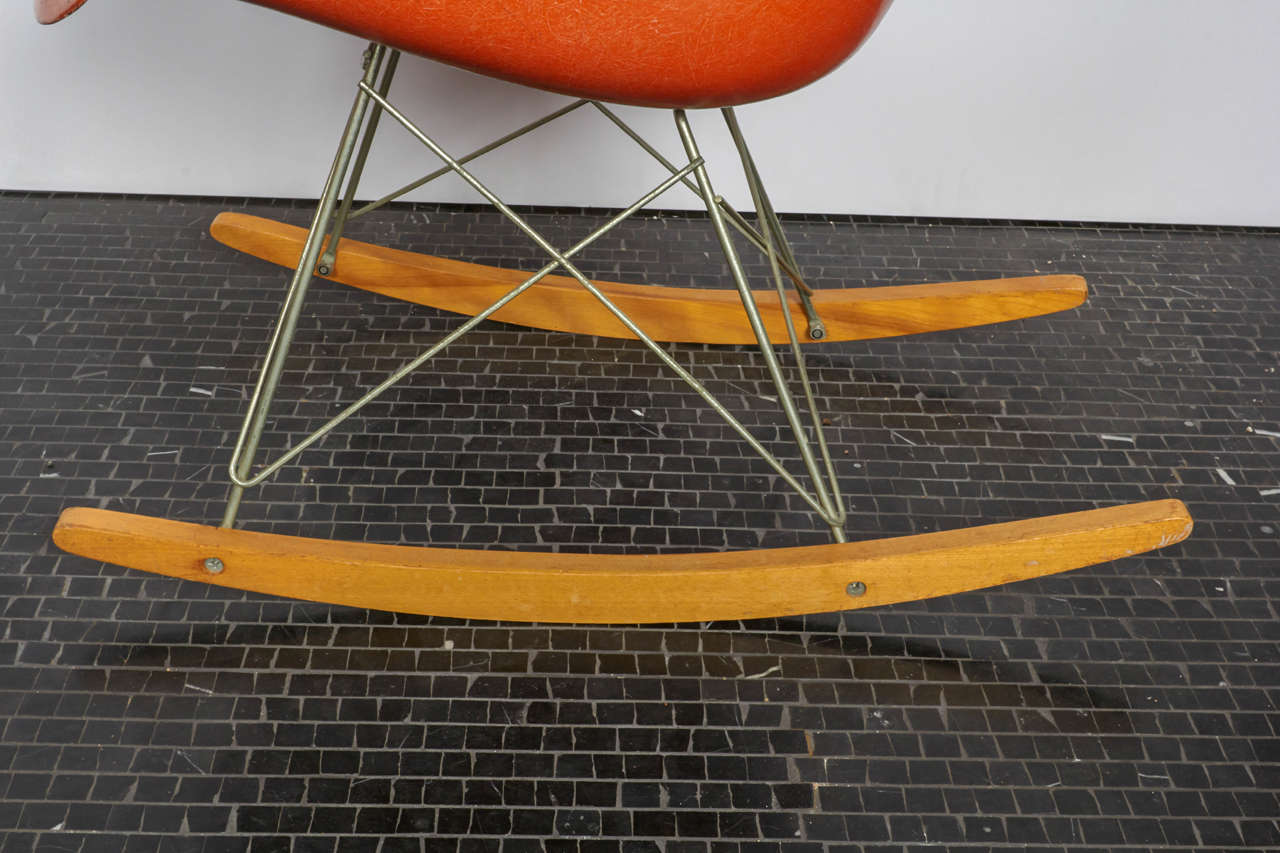Charles and Ray Eames Orange Fiberglass Rocker, Manufactured by Herman ...