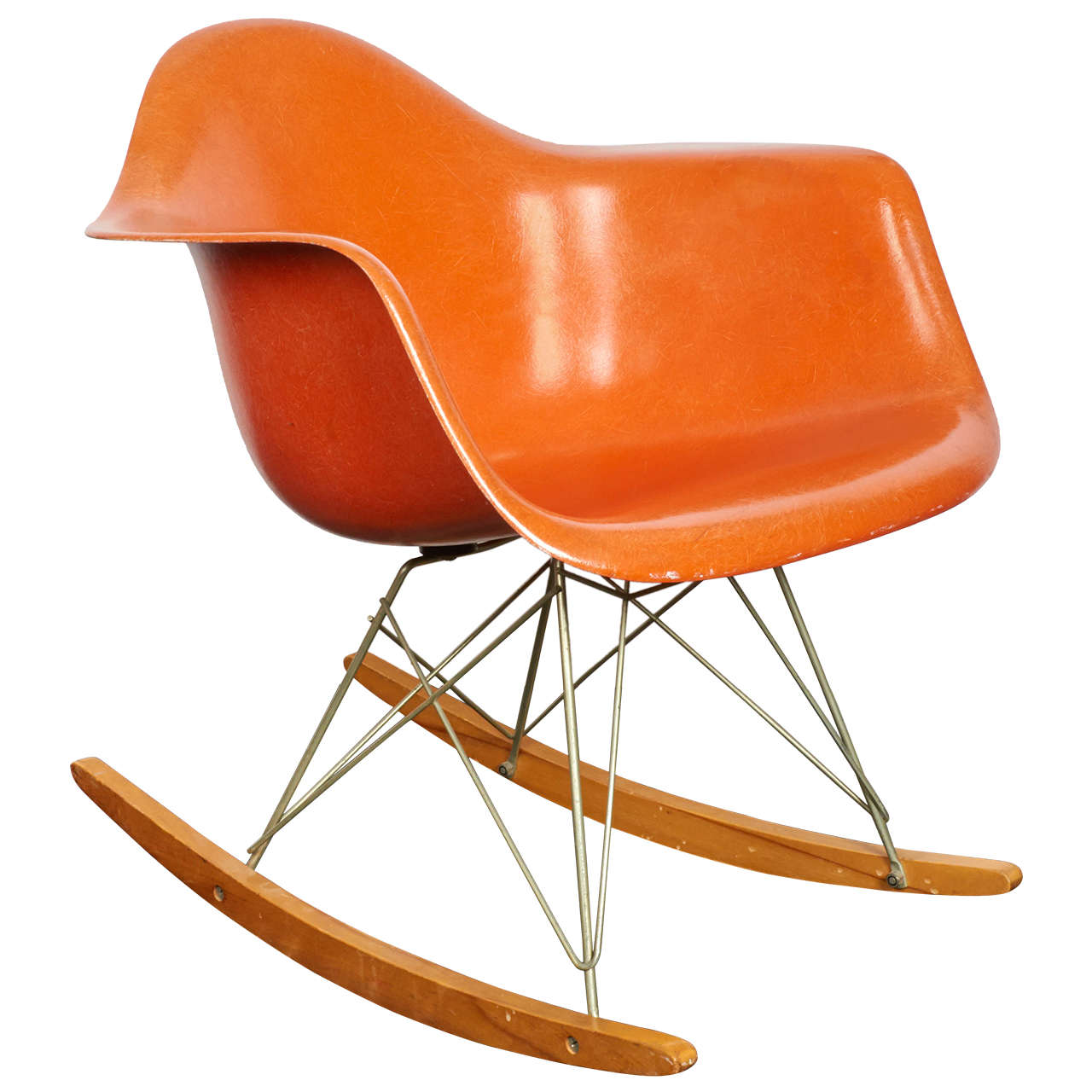 Charles and Ray Eames Orange Fiberglass Rocker, Manufactured by Herman