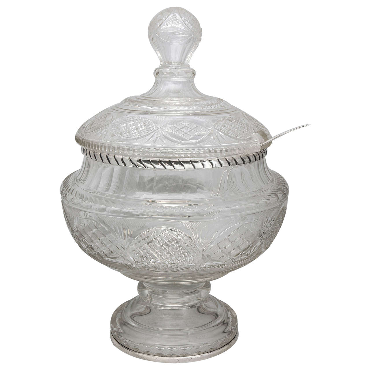 19th Century Continental '.800' Silver-Mounted Pedestal Based Punch Bowl For Sale