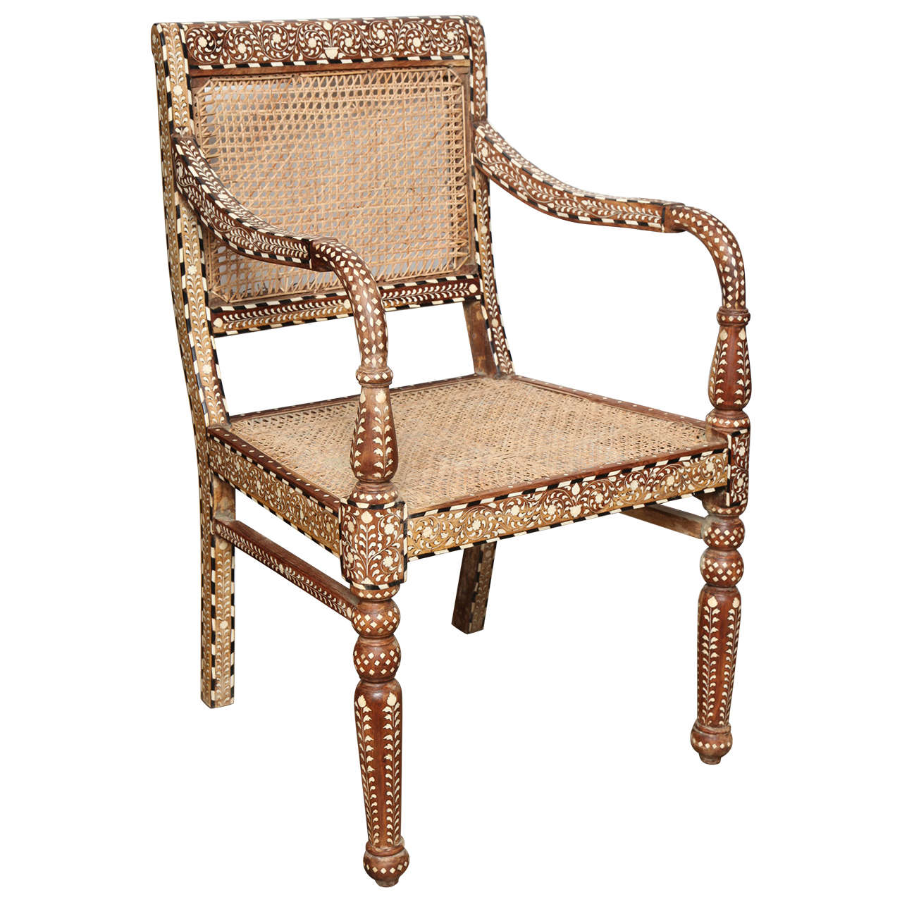 Bone Inlaid Armchair from India at 1stDibs bone inlay chair, indian