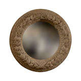 Antique Italian Wood Carved Convex Mirror