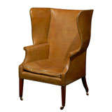 Large Leather Wing Chair