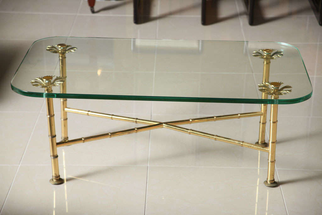 French Fine Brass and Glass Low Table For Sale