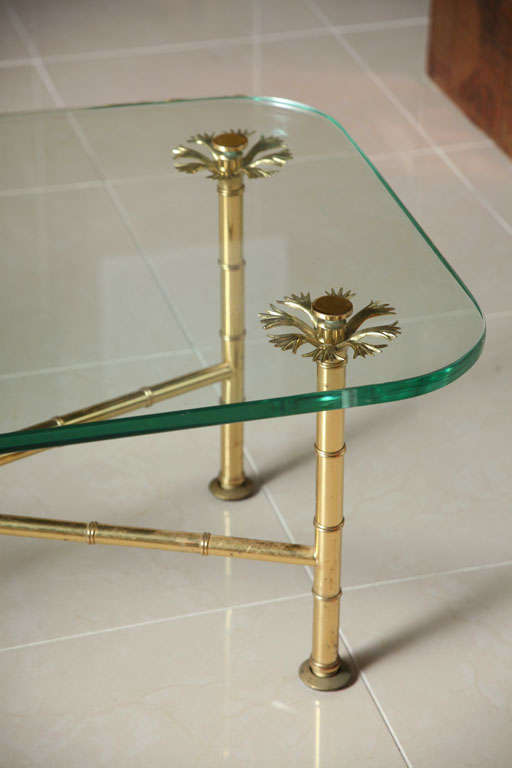 Fine Brass and Glass Low Table In Excellent Condition For Sale In Hollywood, FL