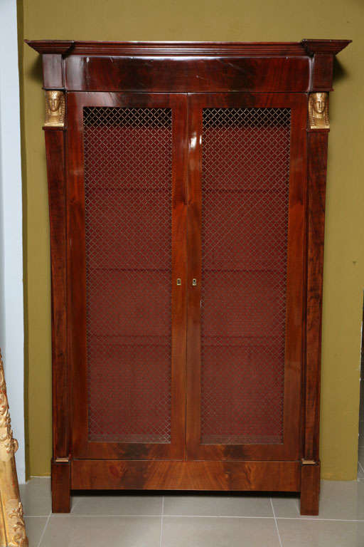 French Empire Mahogany and Giltwood Biblioteque In Excellent Condition For Sale In Hollywood, FL