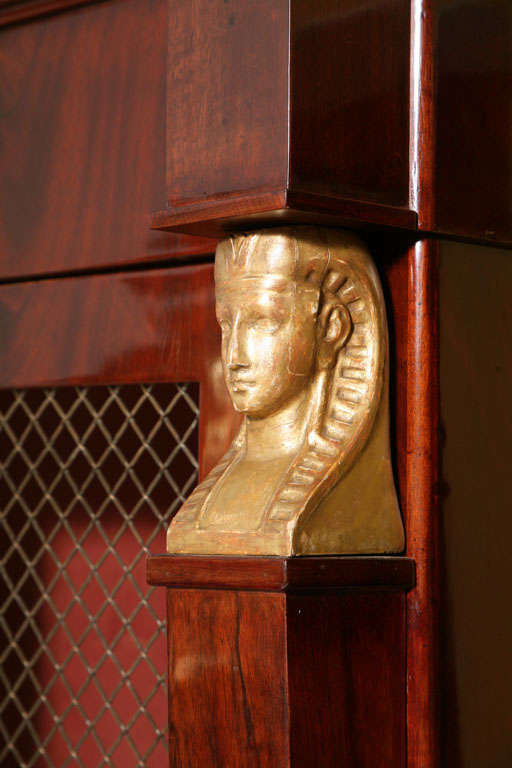 19th Century French Empire Mahogany and Giltwood Biblioteque For Sale