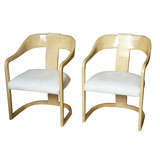 A Pair of Karl Springer "Ari" Chairs, lacquered goatskin