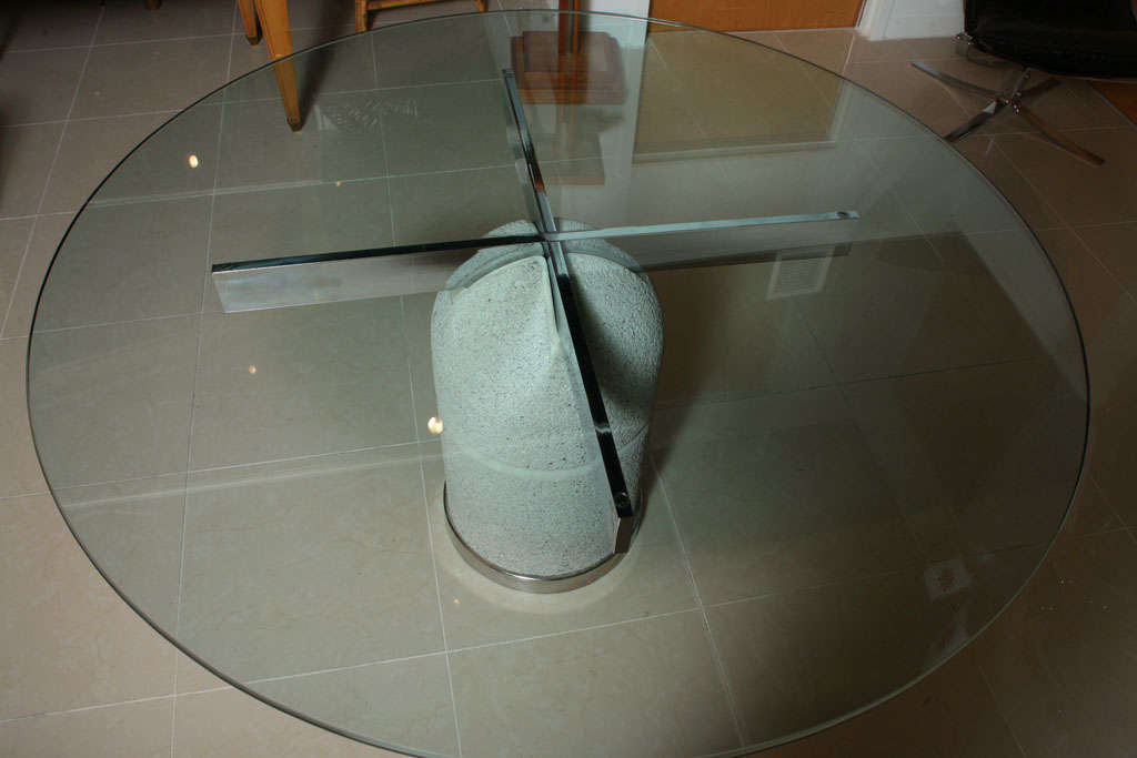 Glass Chrome and Stone Dining/Center Table, Giovanni Offredi 3