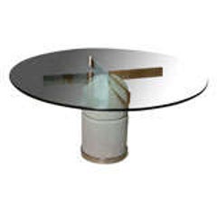 Glass Chrome and Stone Dining/Center Table, Giovanni Offredi 3