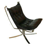 A Sigurd Ressel Polished Chrome and Leather Falcon Chair