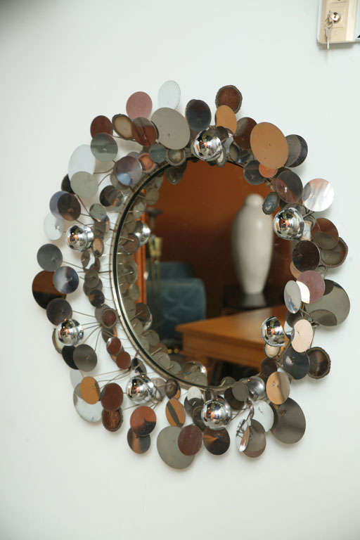 American Curtis Jere Chromed Raindrops Mirror