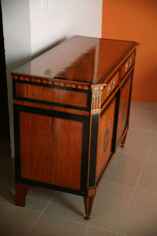 Dutch Neoclassic Sycamore, Ebonized Marquetry Credenza For Sale 3