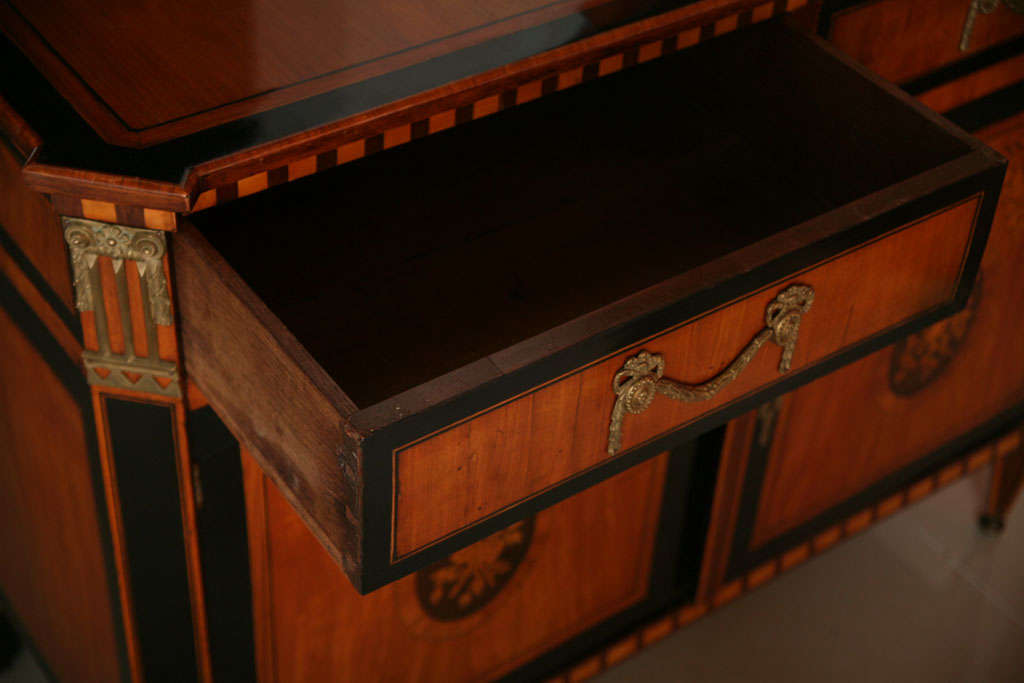 Dutch Neoclassic Sycamore, Ebonized Marquetry Credenza For Sale 4