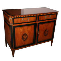 Antique Dutch Neoclassic Sycamore, Ebonized Marquetry Credenza