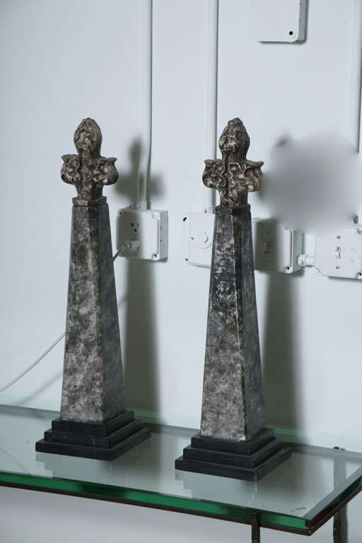 French Pair of Stone and Ceramic Architectural Elements For Sale
