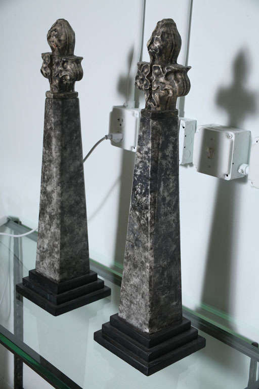 Pair of Stone and Ceramic Architectural Elements For Sale 4