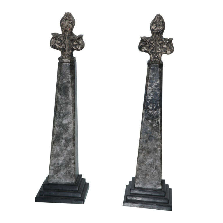 Pair of Stone and Ceramic Architectural Elements For Sale