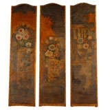 Three French 19th Century Painted Leather Panels