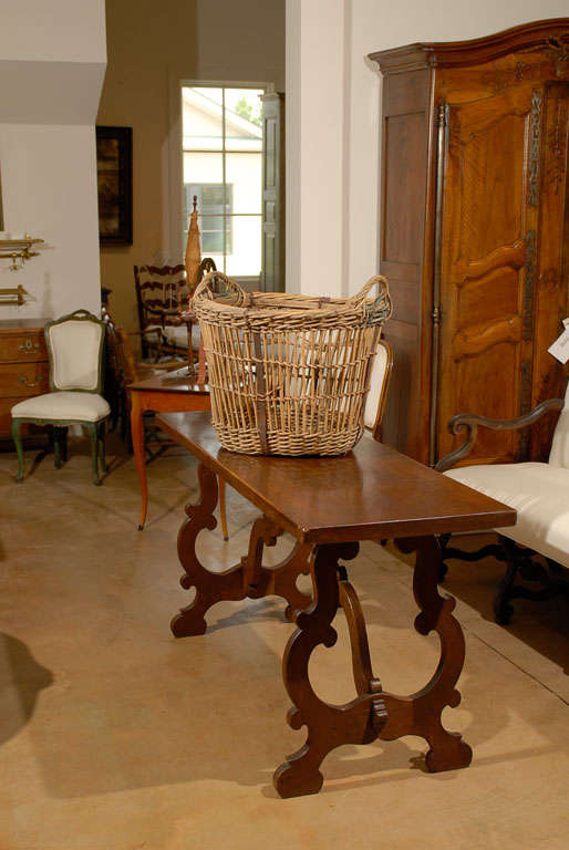English Wicker Basket circa 1890<br />
one of a kind item.  Please see our website for additional items www.jadamsantiques.com