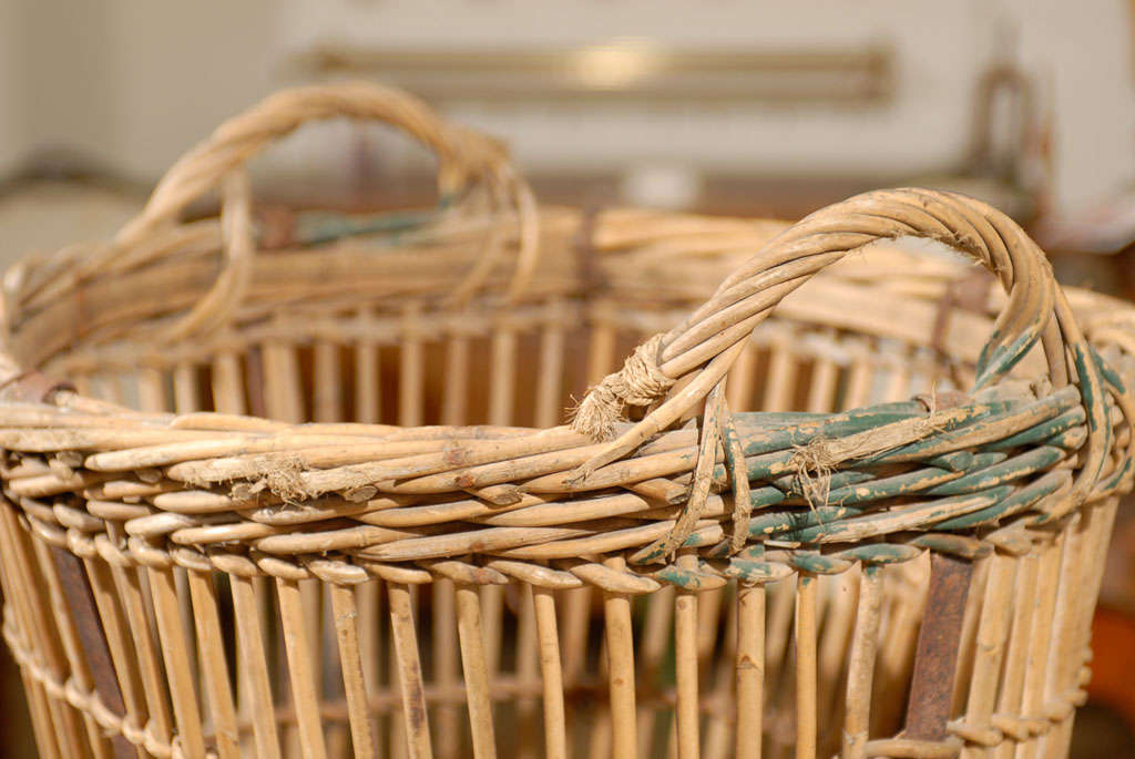 Folk Art English Wicker Basket circa 1890