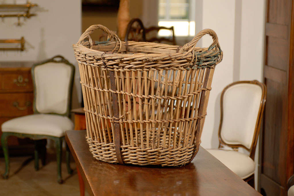 English Wicker Basket circa 1890 at 1stDibs