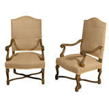 Pair Late 19th Century Italian Carved Mutton Bone Arm Chairs