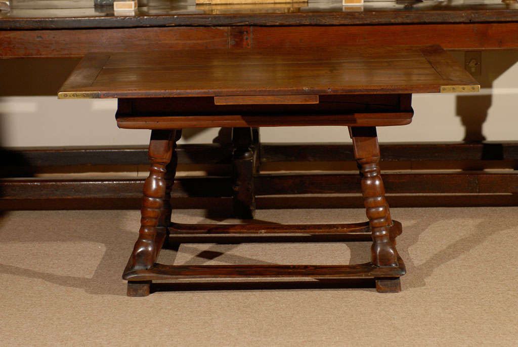 Early 19th Century Swiss Walnut Table with Stretchers For Sale 2