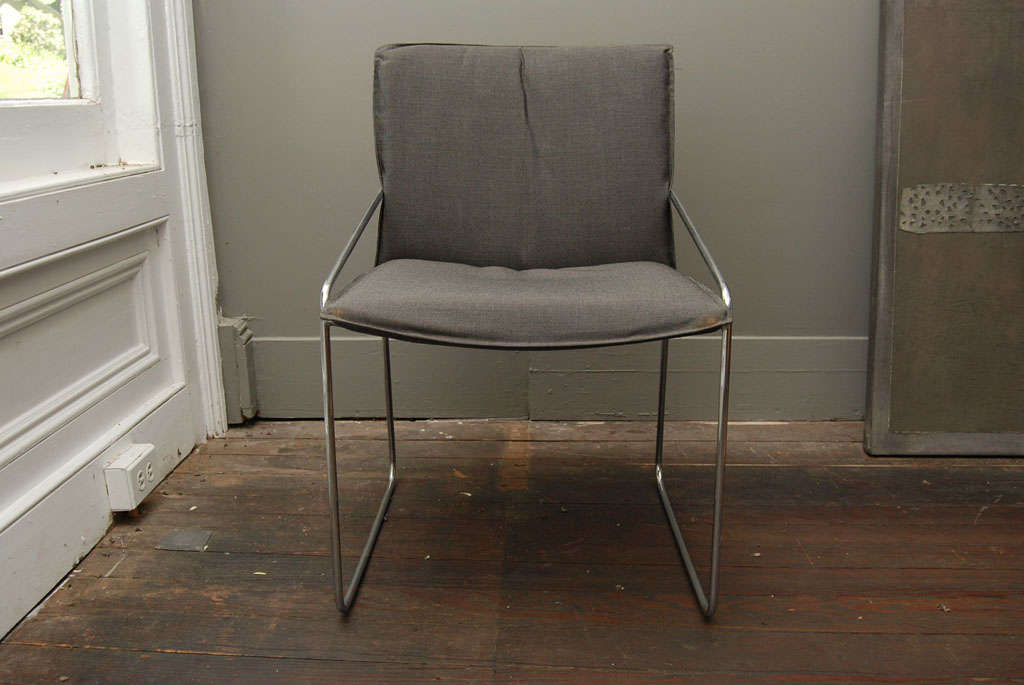Italian Set of 4 Modern Chrome Chairs For Sale