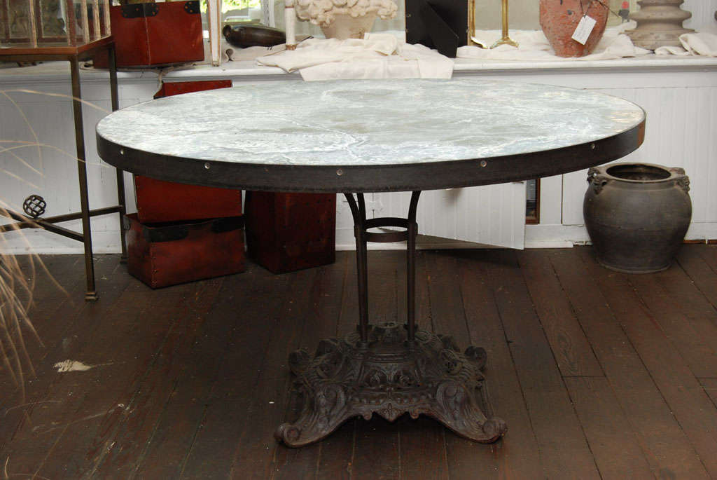 Round Zinc Top Garden Table