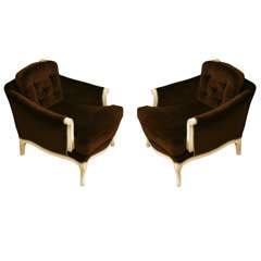 Pair of Custom Made White Painted Club Chairs