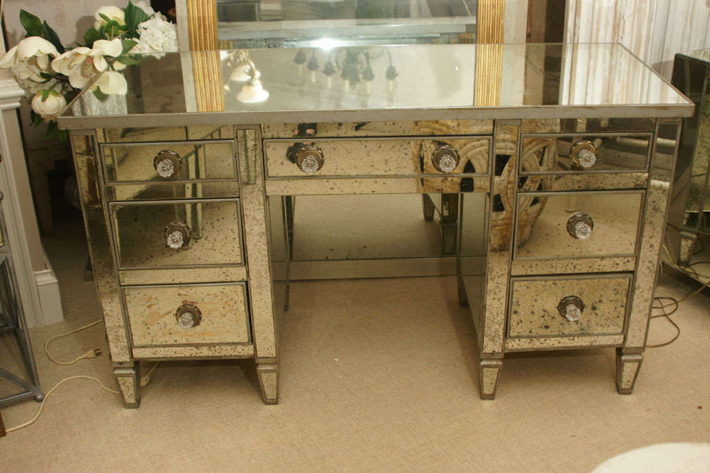 Art Deco 7-drawer mirrored dressing table/desk