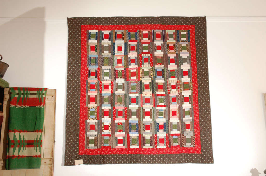 19thc Log Cabin Quilt From  Lancaster, Pennsylvania