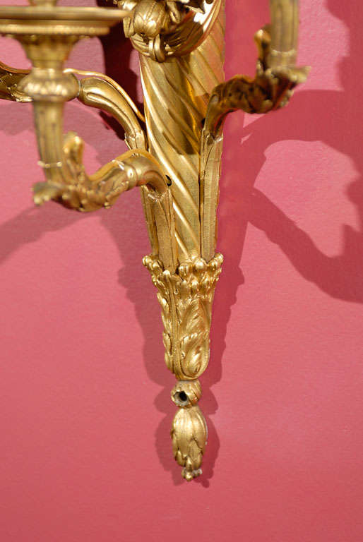 19th Century Pair of gilt bronze sconces