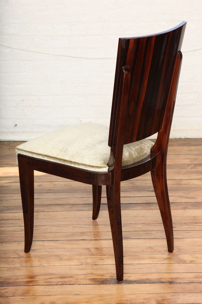 Mid-20th Century Graceful Suite of Eight Art Deco Dining Chairs