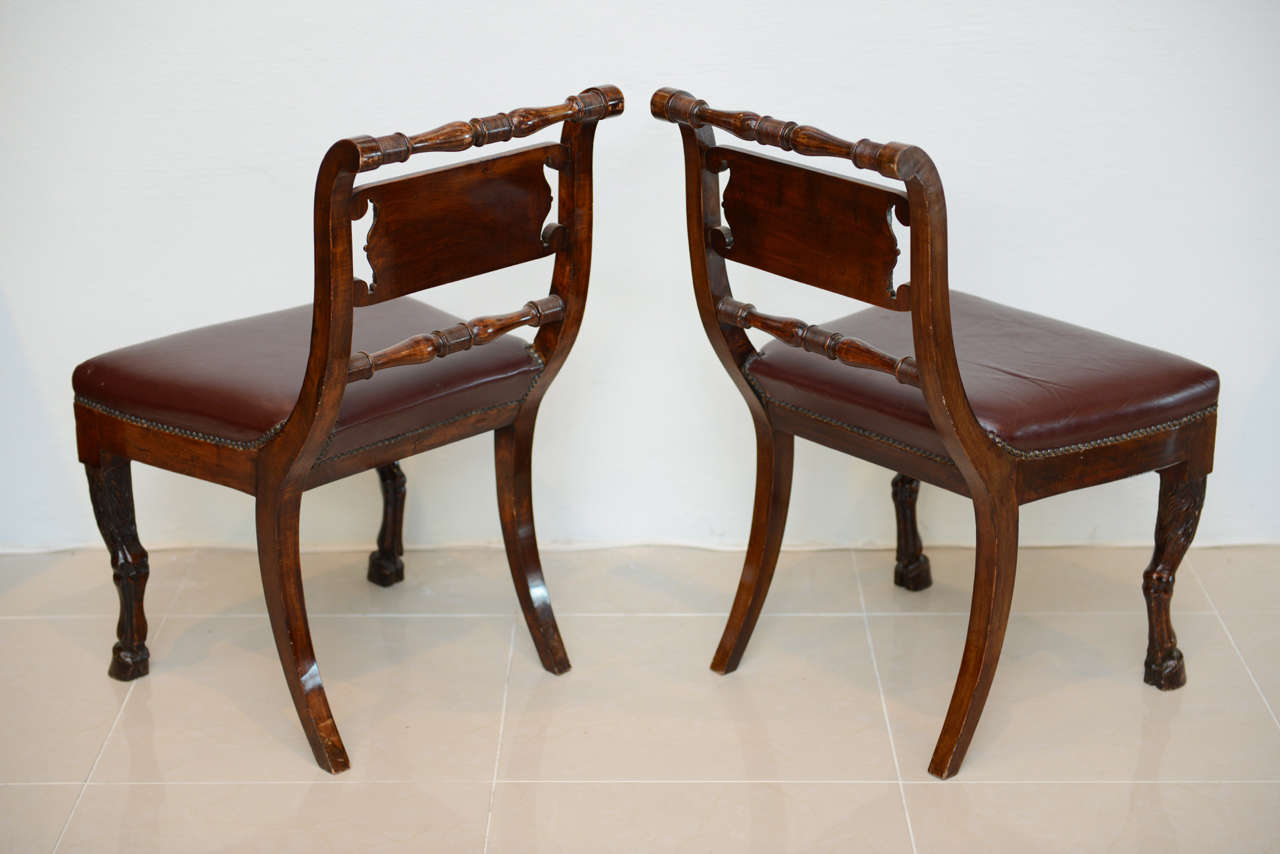 Set of Four Italian Empire Walnut Sidechairs, Early 19th Century For Sale 3