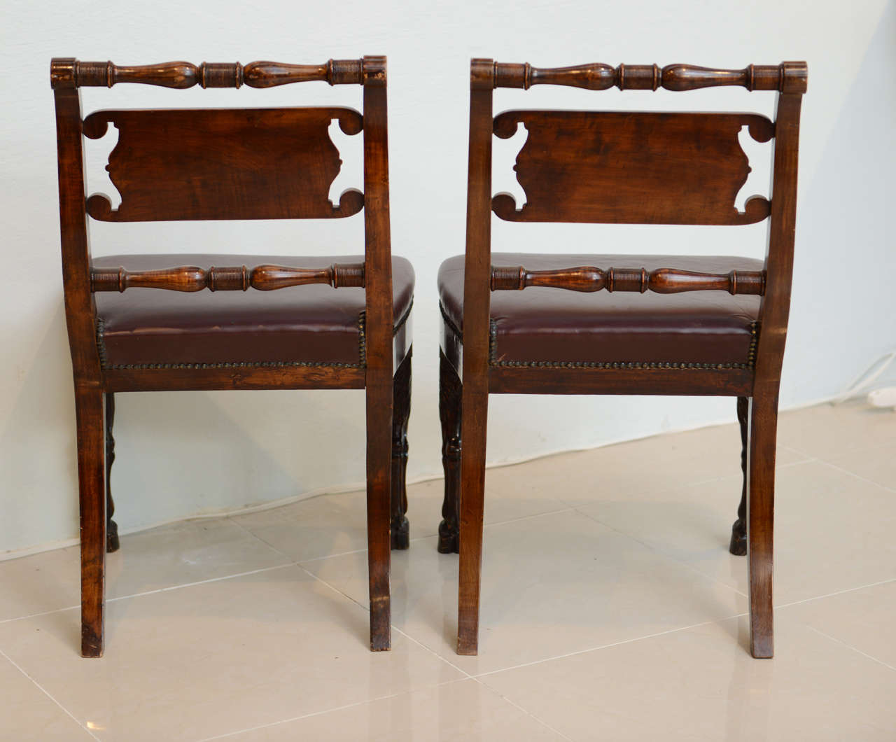 Set of Four Italian Empire Walnut Sidechairs, Early 19th Century For Sale 4