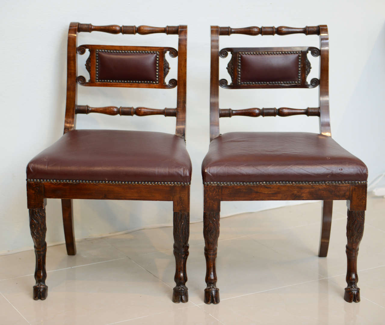 Set of Four Italian Empire Walnut Sidechairs, Early 19th Century For Sale 5