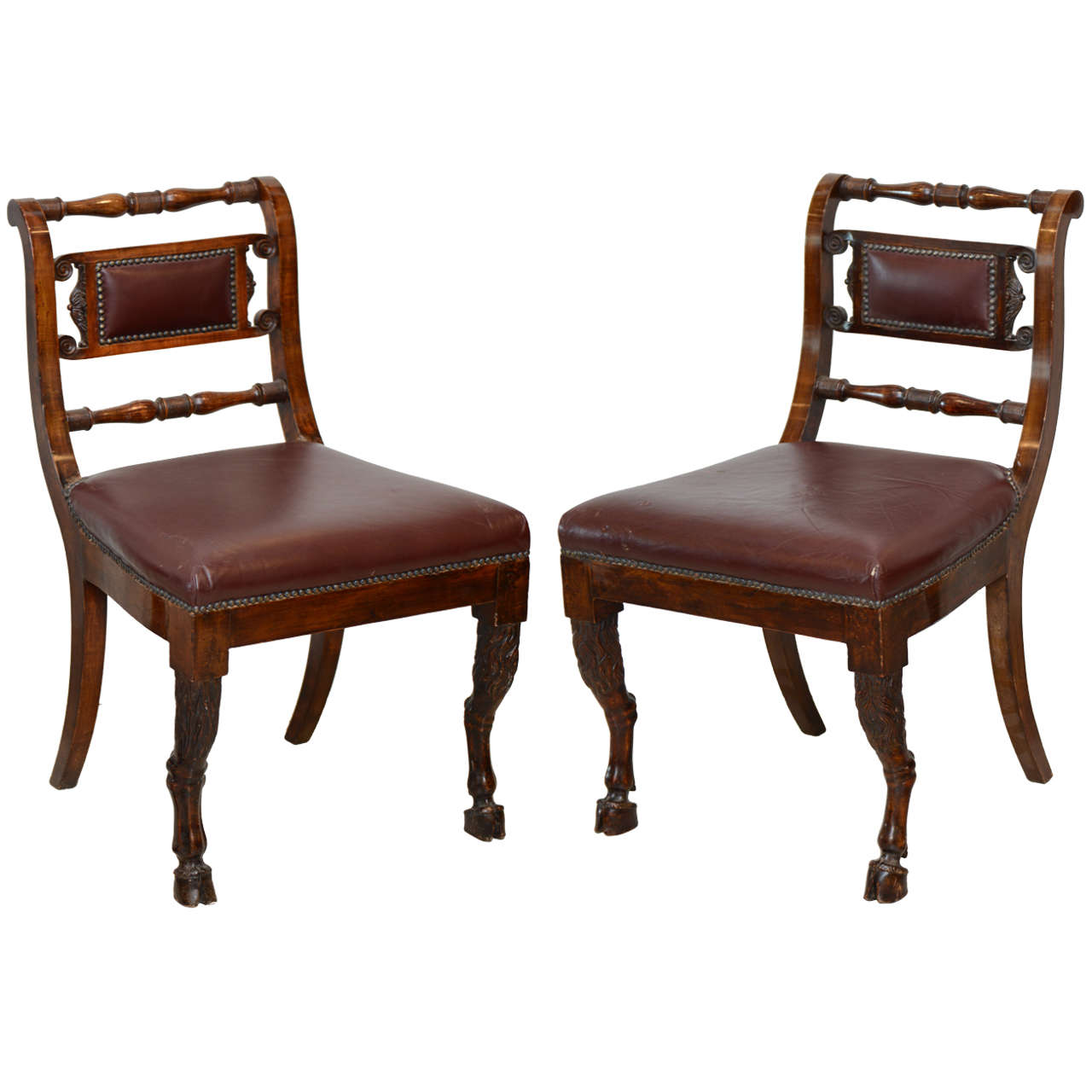 Set of Four Italian Empire Walnut Sidechairs, Early 19th Century For Sale