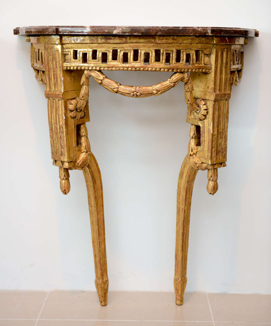 Neoclassical Pair of Fine Italian Neoclassic Giltwood Console Tables, Late 18th Century