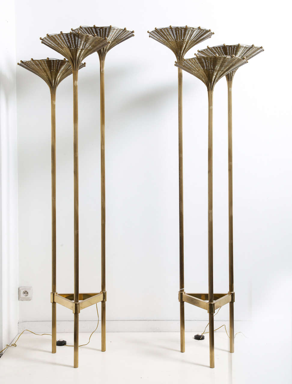 Impressive Pair of Brass Italian Floor Lamps