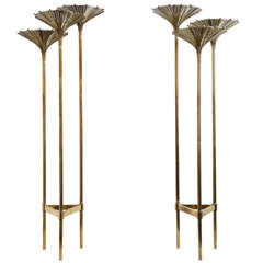 Impressive Pair of Brass Italian Floor Lamps