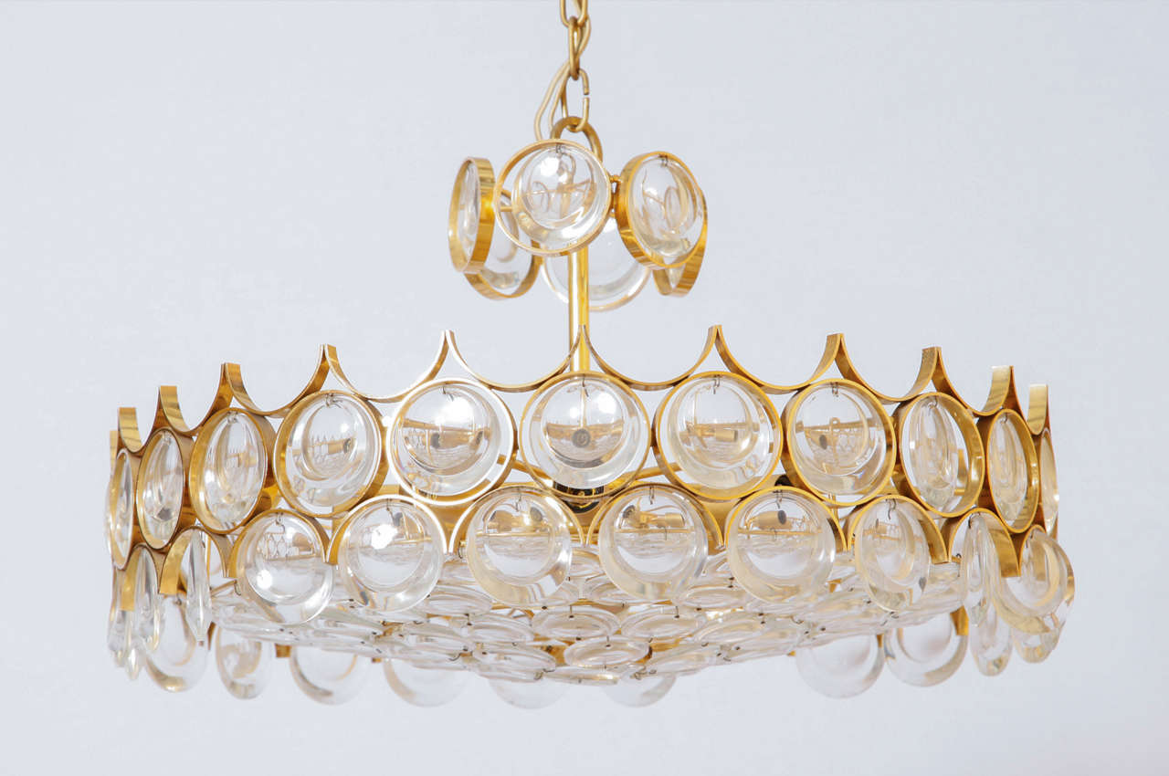 Mid-Century Modern Gilded Brass and Handmade Crystals Designed by Palwa