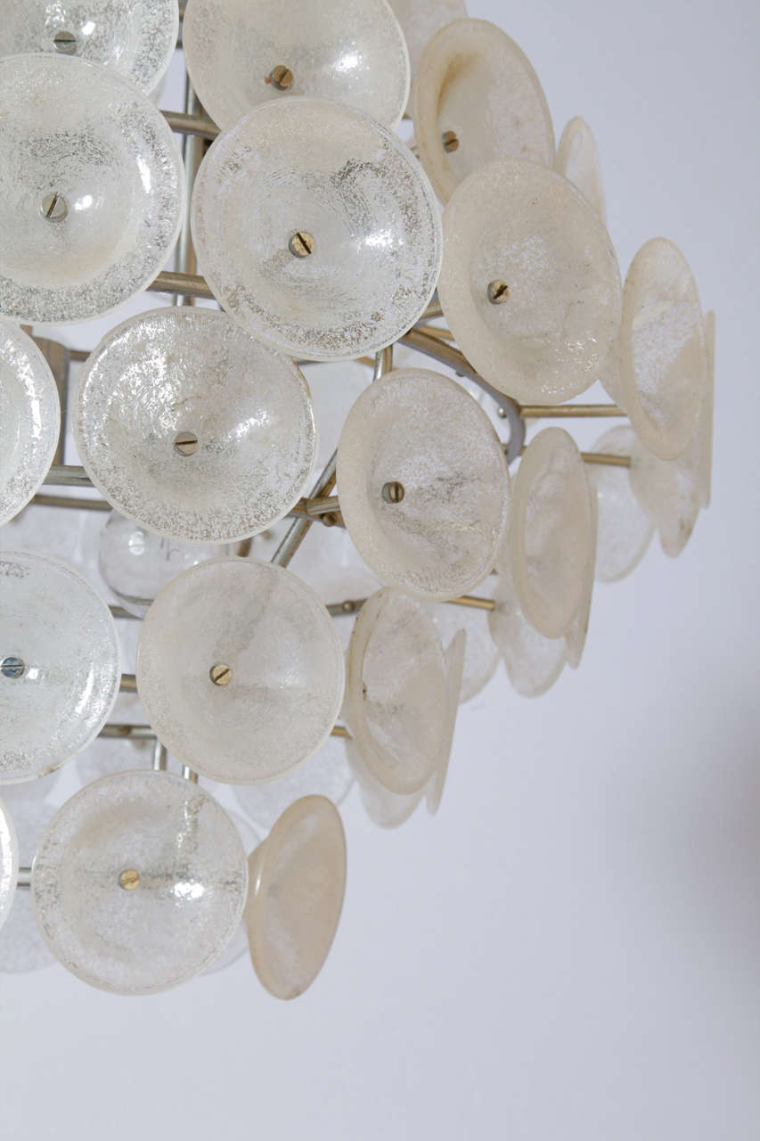 Executive Vistosi Ice Glass Disc Chandelier In Excellent Condition In Antwerp, BE