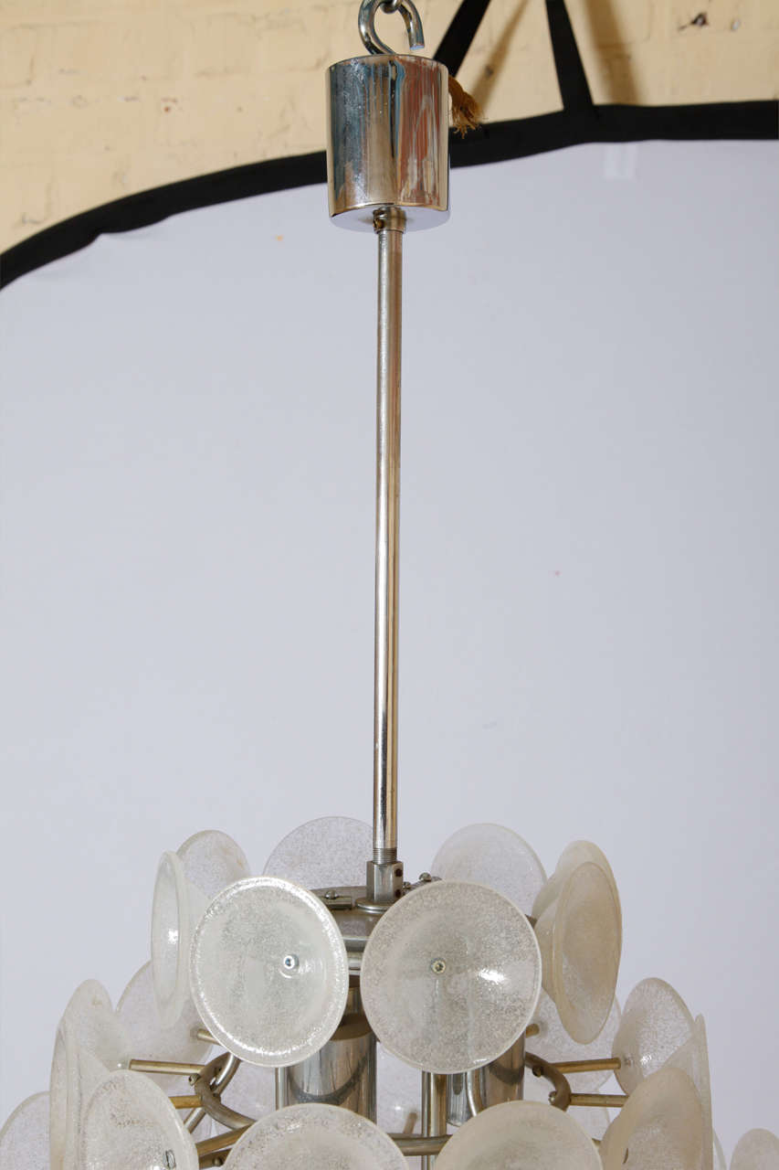 Mid-20th Century Executive Vistosi Ice Glass Disc Chandelier