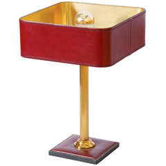 Jaques Adnet Red Leather Table Lamp
