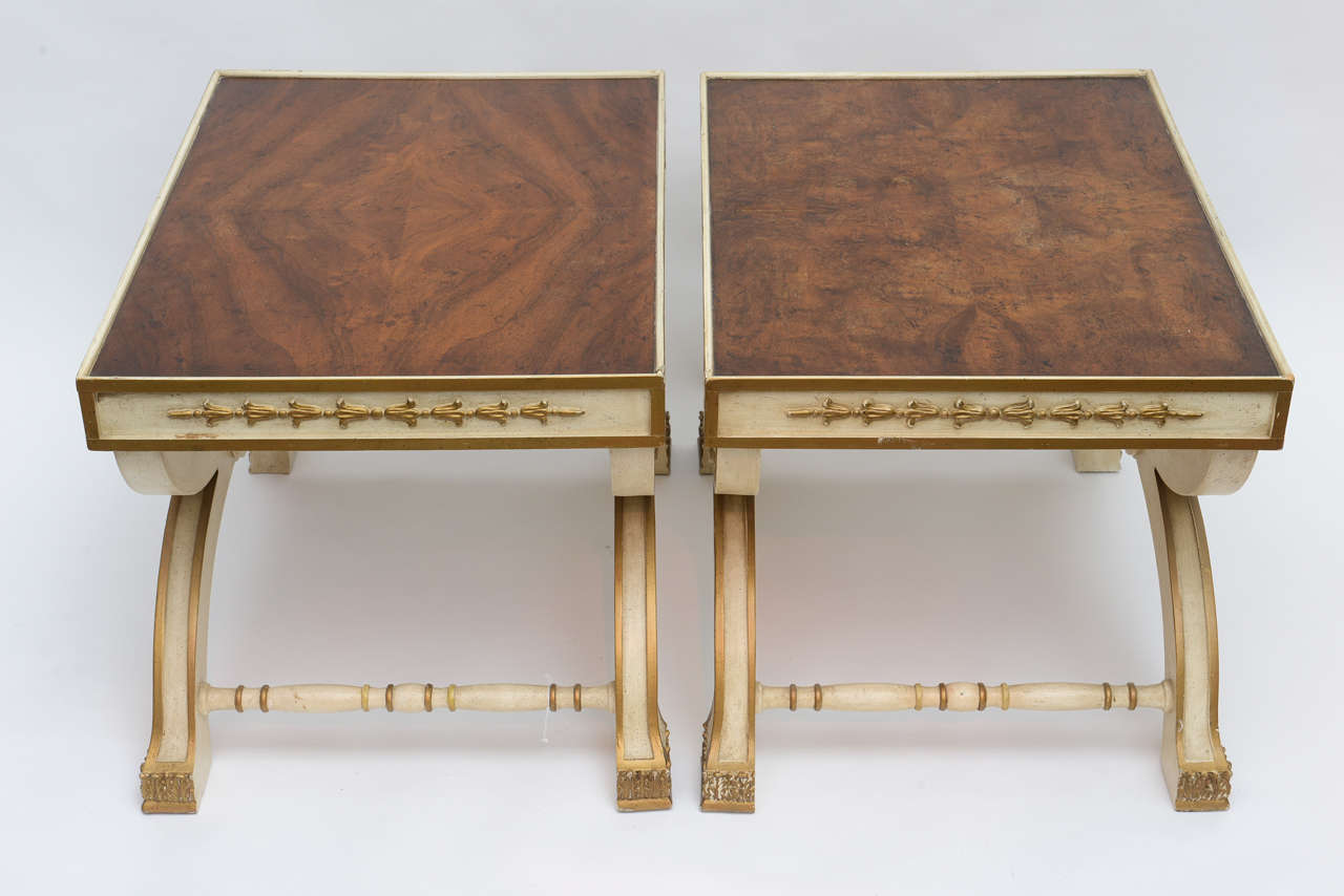 Wood Pair of Italian End Tables